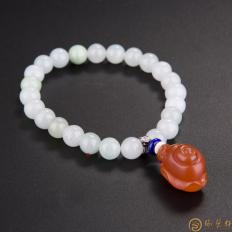 四川涼山南紅瑪瑙櫻桃紅翡翠手鏈 蝸牛 25.8克