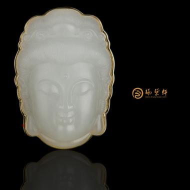 新疆和田籽玉18K金鑲玉掛件 觀(guān)音 6.3克