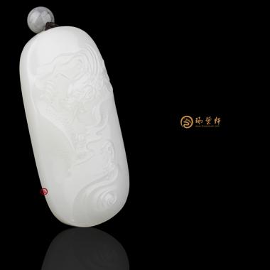 新疆和田羊脂白籽玉牌子 行天下 78.5克