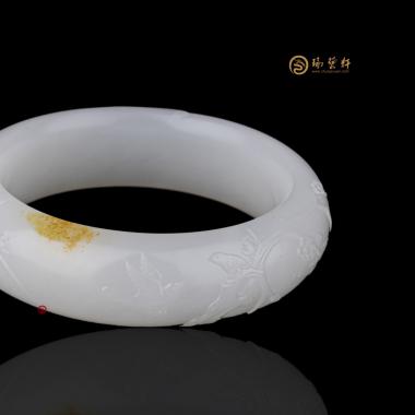 新疆和田黃皮羊脂白籽玉 喜上眉梢鐲 82.2克