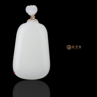 新疆和田一級(jí)白籽玉牌子 云紋平安牌 33克