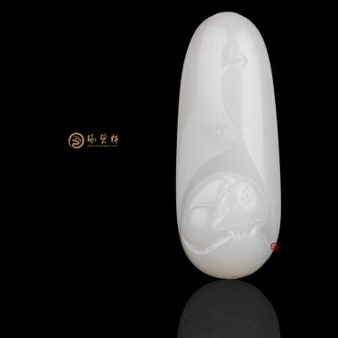 新疆和田黃皮羊脂白玉籽玉掛件 狐仙 24克