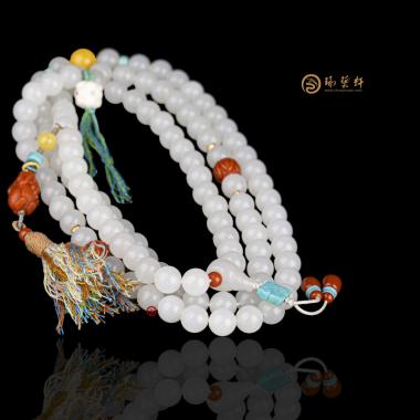 新疆和田羊脂白籽玉 108手鏈 98克