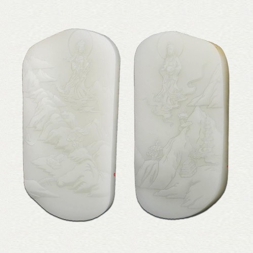 穆宇靜 新疆和田玉黃皮白玉籽玉玉牌 普渡眾生 217.7克 218.3克