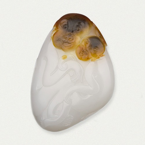 新疆和田玉紅沁羊脂白玉籽玉掛件 呵護(hù) 43克